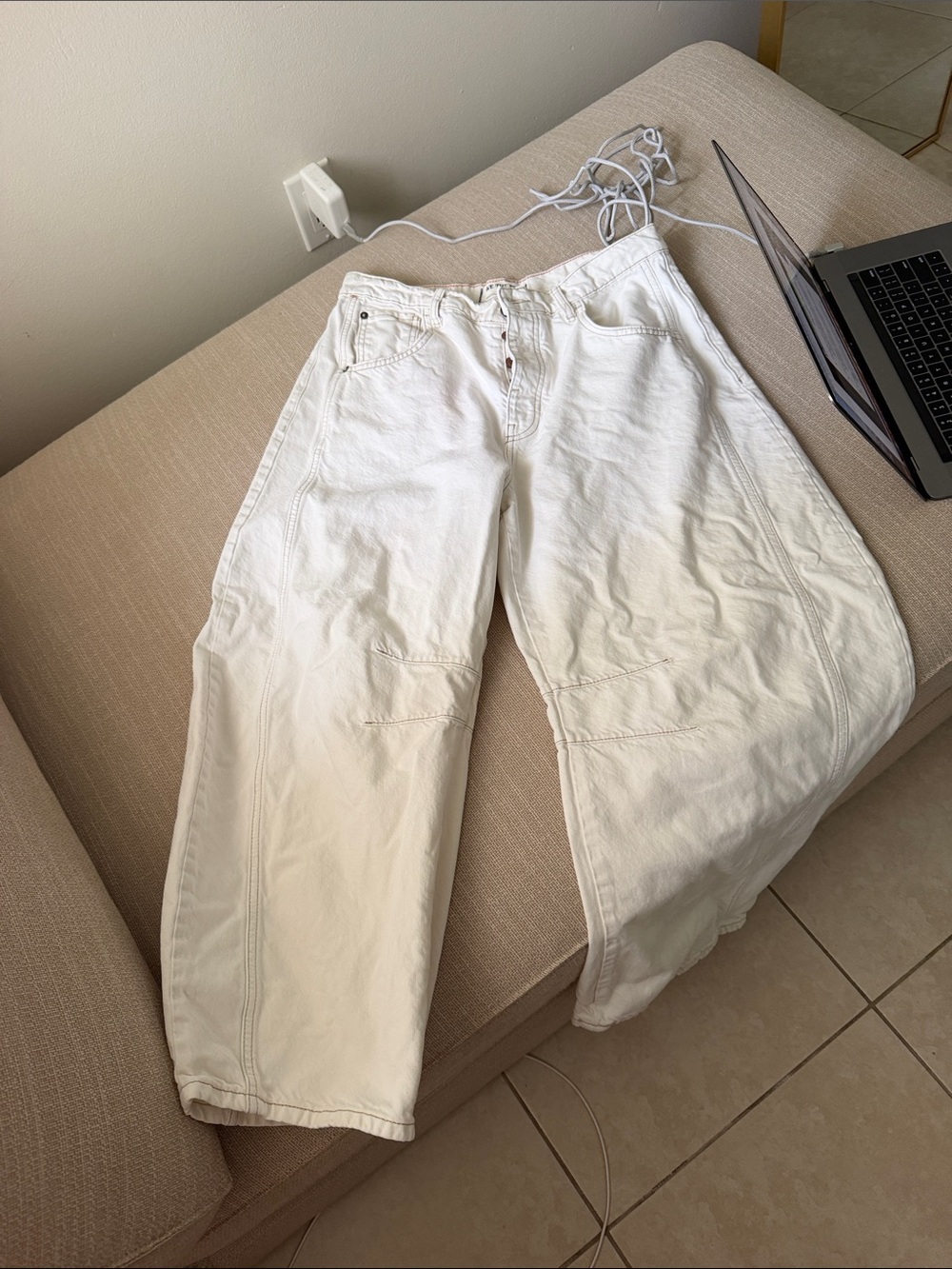 Free people good luck barrel jeans cream